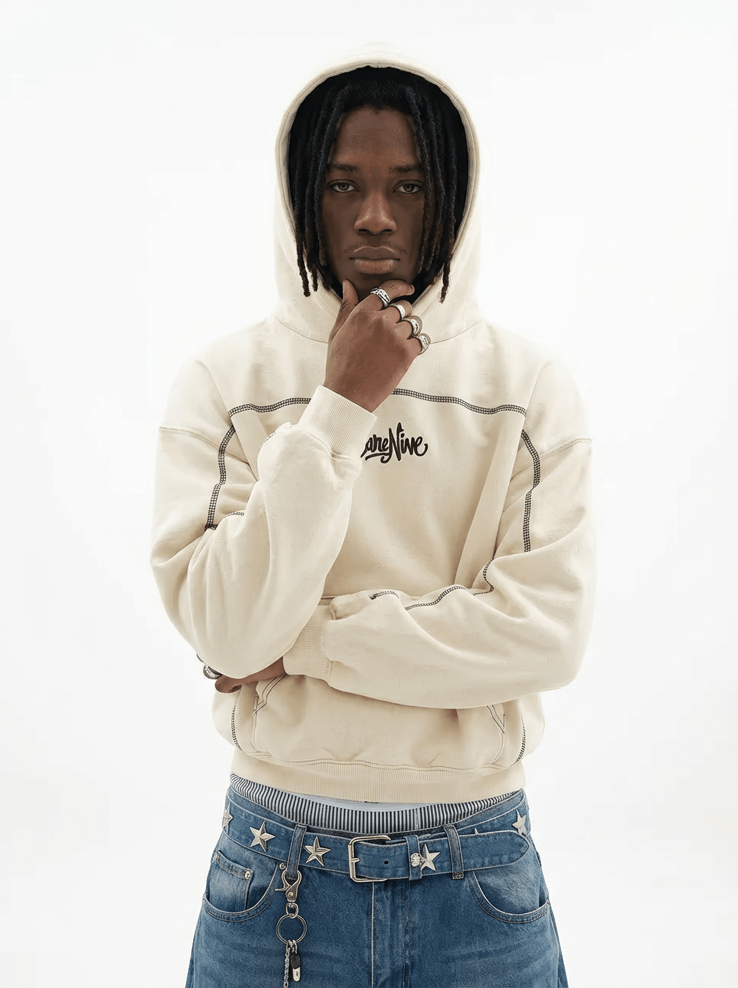 Roller Hoodie Cream-Black